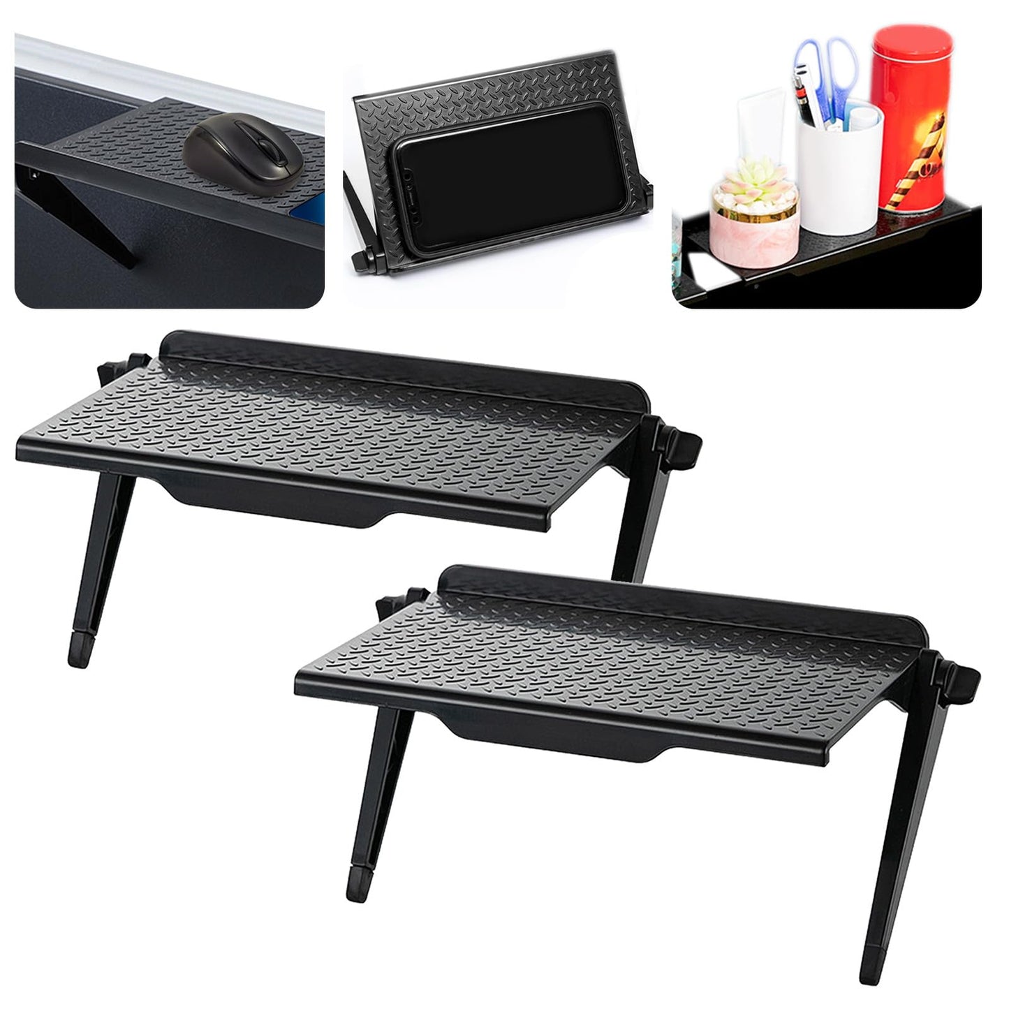 FORYNXHWIN 2 Pcs TV Top Shelf - Adjustable Screen Top Shelf, Computer Monitor Flat Panel Mount, Perfect for Cable Boxes, Media Boxes, Remote Controls
