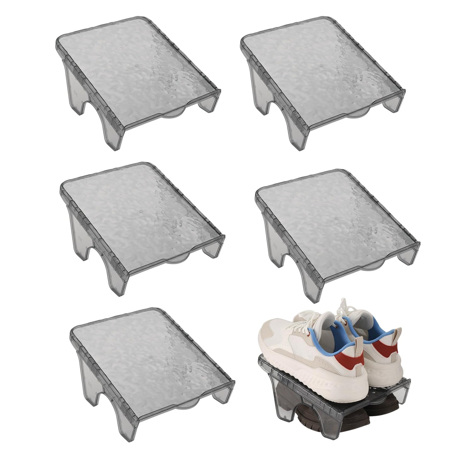 Yocdunm 6 Pcs Double Layer Shoe Rack Slots Organizer Stacker Space Saving Transparent Plastic Shoe Holder Stand Shoe Rack Wardrobe Storage For Cabinet
