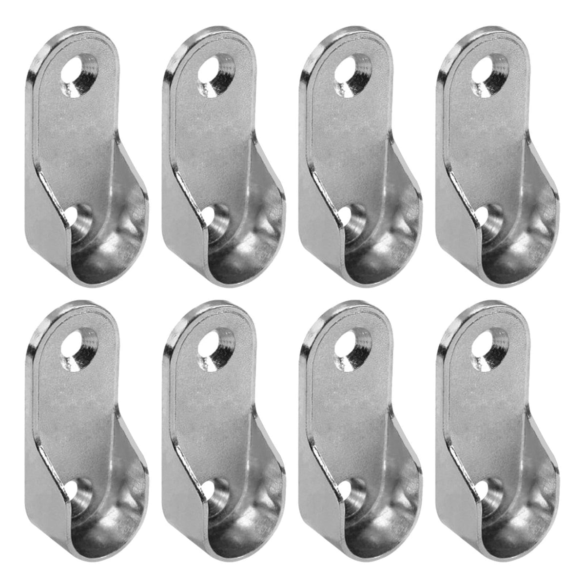 8pcs Oval Wardrobe Rail Ends Supports Rail Brackets, Wall Mount Wardrobe Rod Bracket, Clothes Rail Hanging Socket Closet