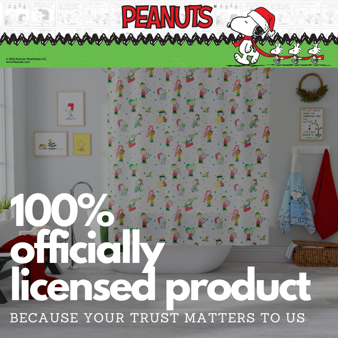 Franco Peanuts Holiday Christmas Bath Microfiber Shower Curtain, 72x72, Officially Licensed Product