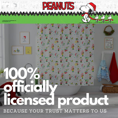 Franco Peanuts Holiday Christmas Bath Microfiber Shower Curtain, 72x72, Officially Licensed Product
