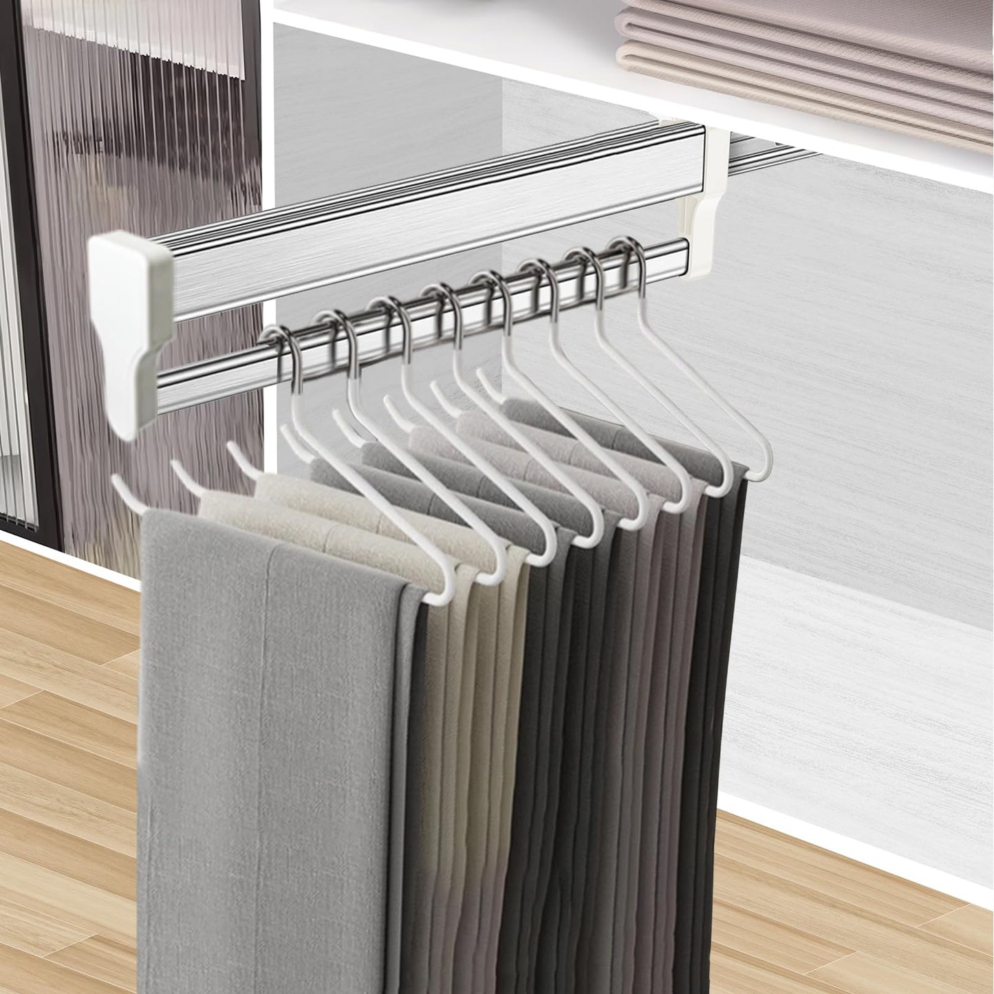 MAFAGE Pull Out Clothes Rail, Adjustable Wardrobe Rail Hanger Rack 497mm