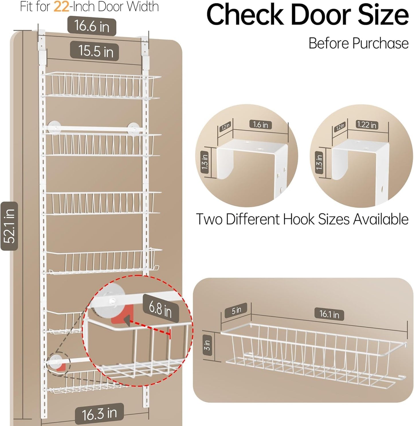 Delamu Over Door Storage, Pantry Organisers and Storage, Hanging Spice Rack Shelves for Easy Install, Cabinet Door Organiser