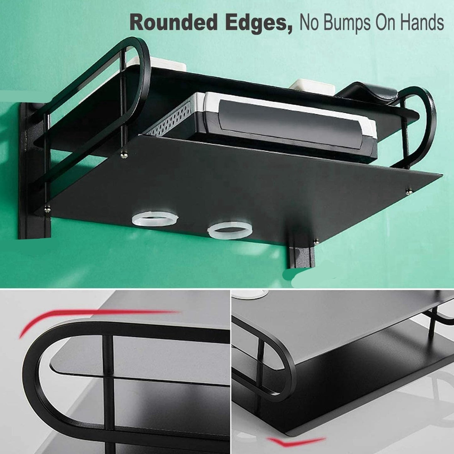 Wall Mount DVD Shelf, 2 Layers Projector Shelf Metal Wifi Router Shelf DVD Player Shelf Floating Glass Shelf Floating Av Shelf Router Shelf Wall