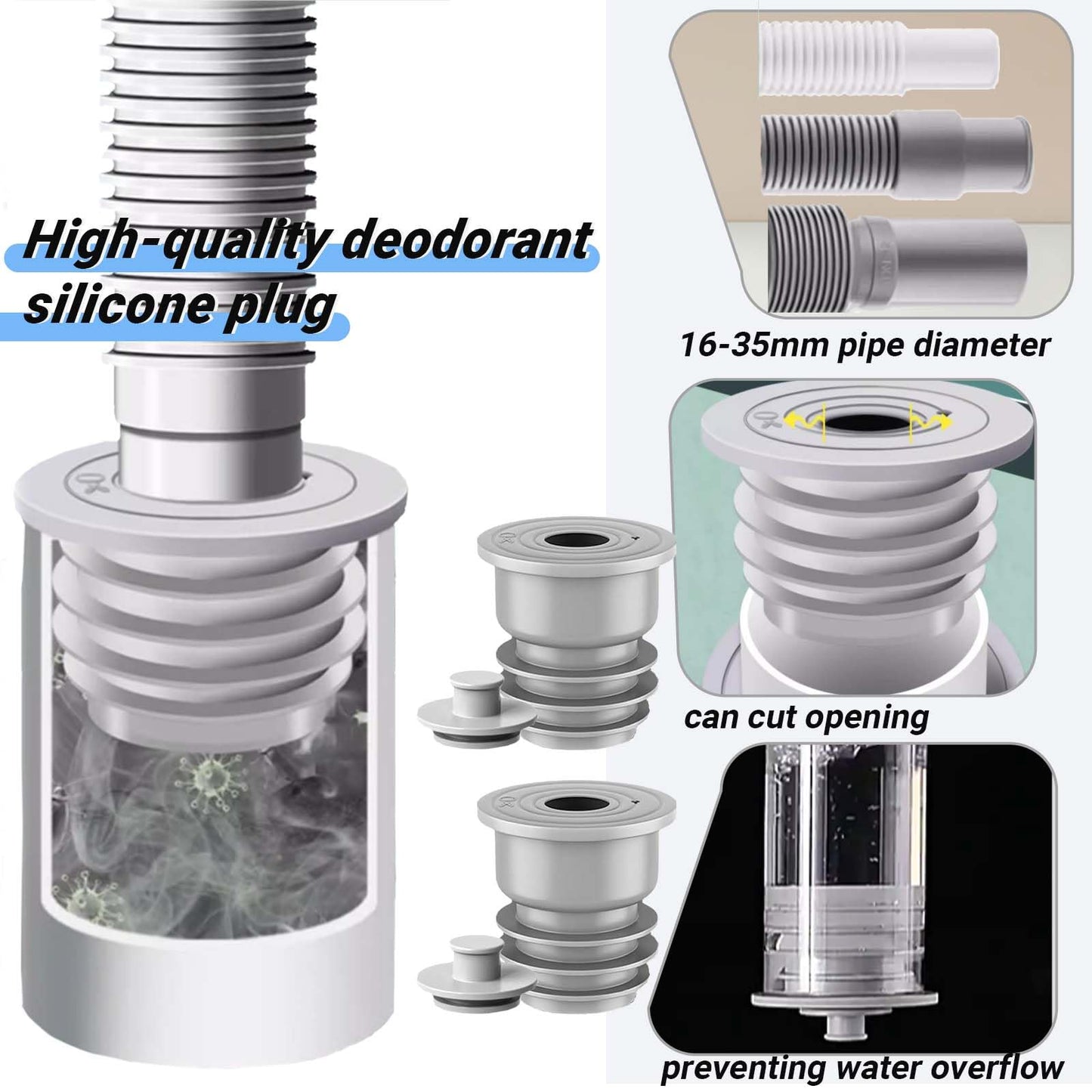 SVOCK 2PCS 35-40mm Silicone Washing Machine Waste Pipe Connector, Drain Pipe Seal Ring, Waste Pipe Seal