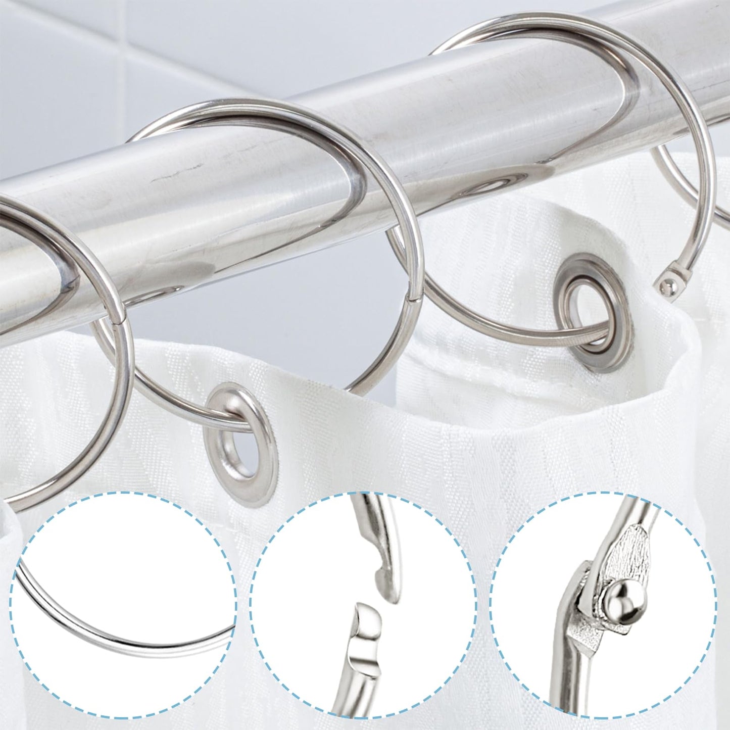 40 Pieces Large Shower Curtain Rings, Metal Curtain Ring