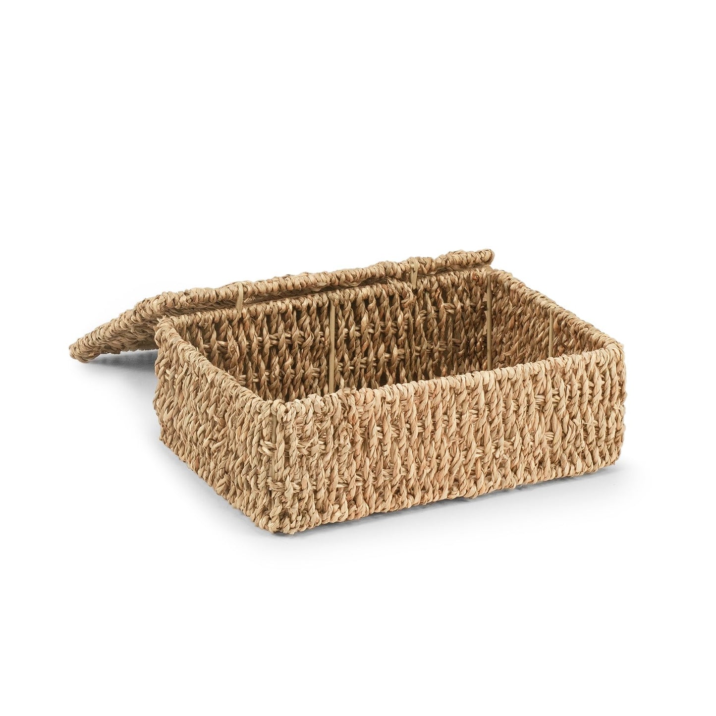 Woodluv Storage Boxes with Lids, Woven Natural Seagrass, Nesting Storage Baskets for Shelves, Gift Hamper Basket