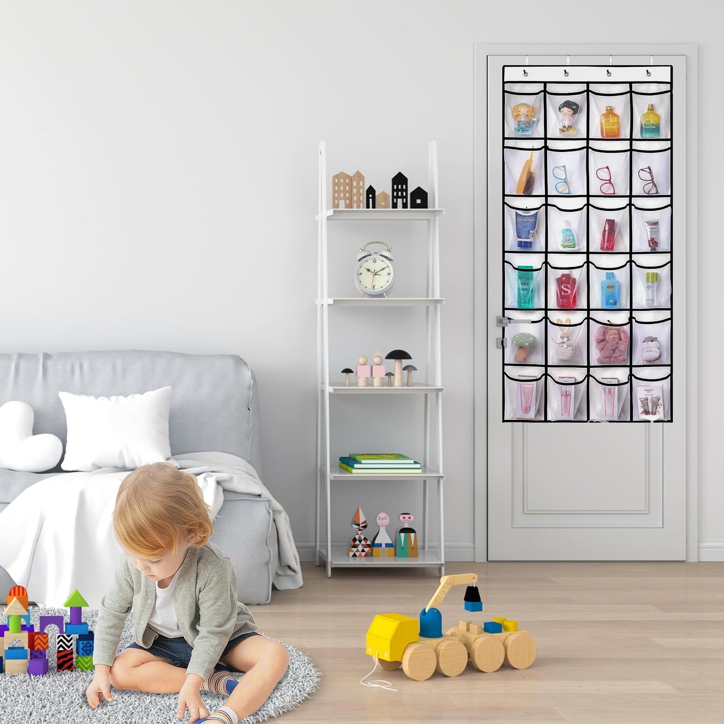 BONAVCY Over the Door Shoe Storage, Hanging Shoe Rack with 24 Mesh Pockets