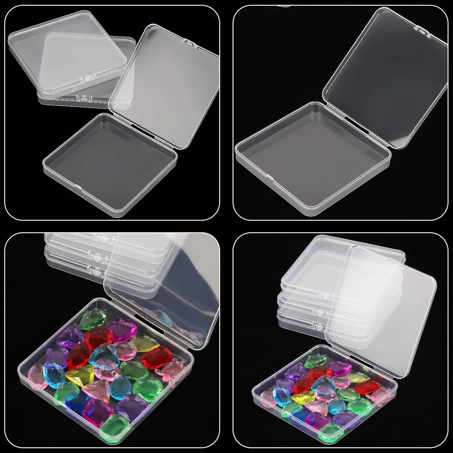 Prmape Pack of 10 Storage Boxes with Lid, Large, 10.5 x 10.5 x 1.8 cm, Rectangular Empty Mini Storage Box