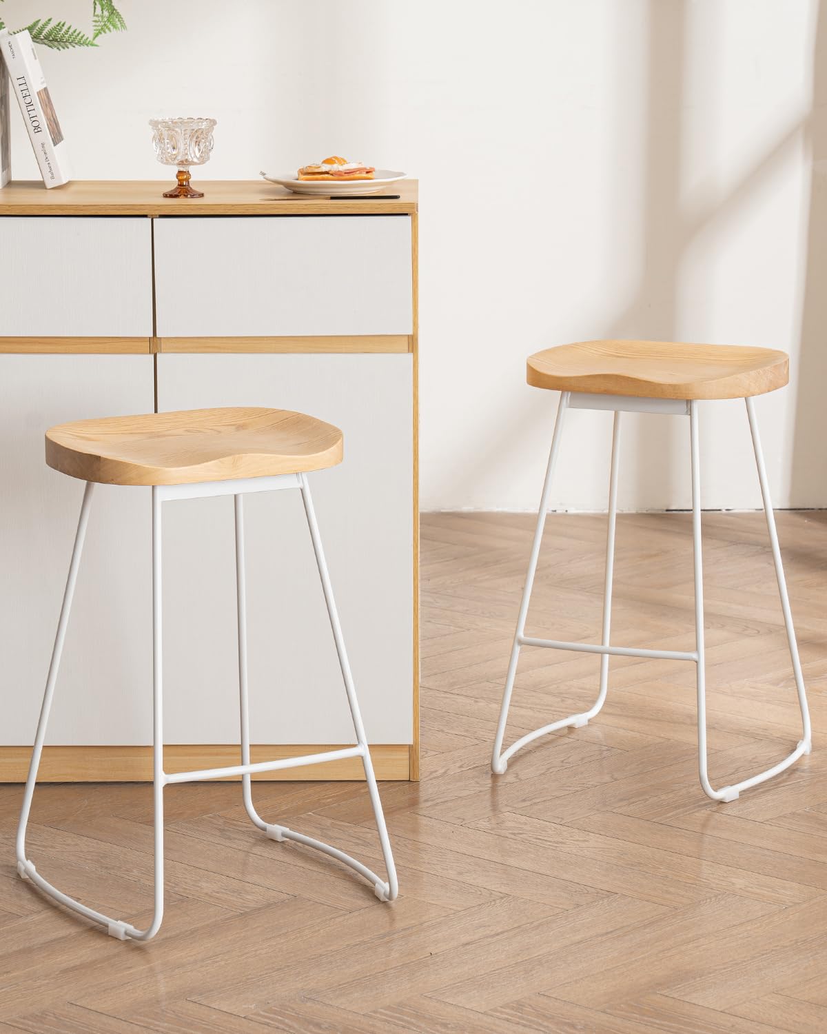 YOUNUOKE Bar Stools set of 2, 65cm Counter Height Bar Chairs Mint Green