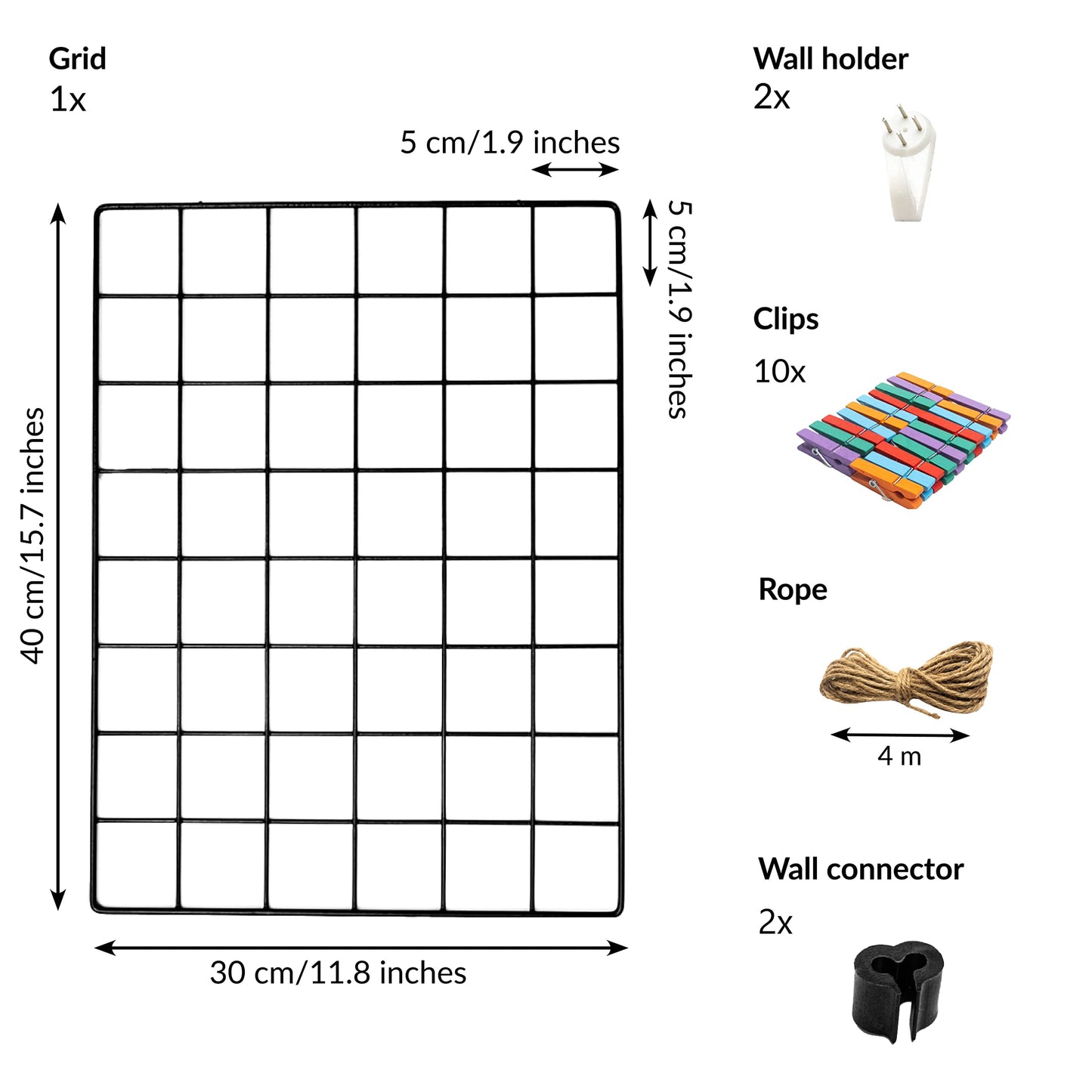 1 Pack Wire Wall Grid Panel | Hanging Home, Office & Kitchen Décor | Mesh Storage Organizer & Picture Frame | Wire Notice Board | Memo & Photo Board