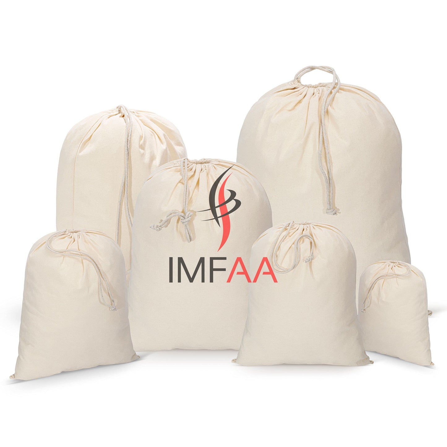 IMFAA Sack Drawstring Cotton Canvas Bags – Reusable, Eco-Friendly Storage & Laundry Bags for Clothes, Travel, Toys & Gifts (10, Large(40x50) Cm)