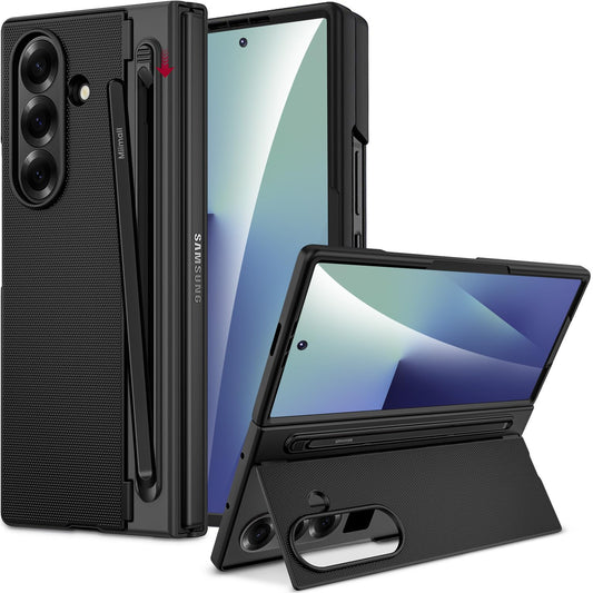 Miimall for Samsung Galaxy Z Fold 7 Case with S Pen, [Foldable Kickstand] [Built-in Screen Protector] [Wireless Charging], Non-slip Slim Shockproof