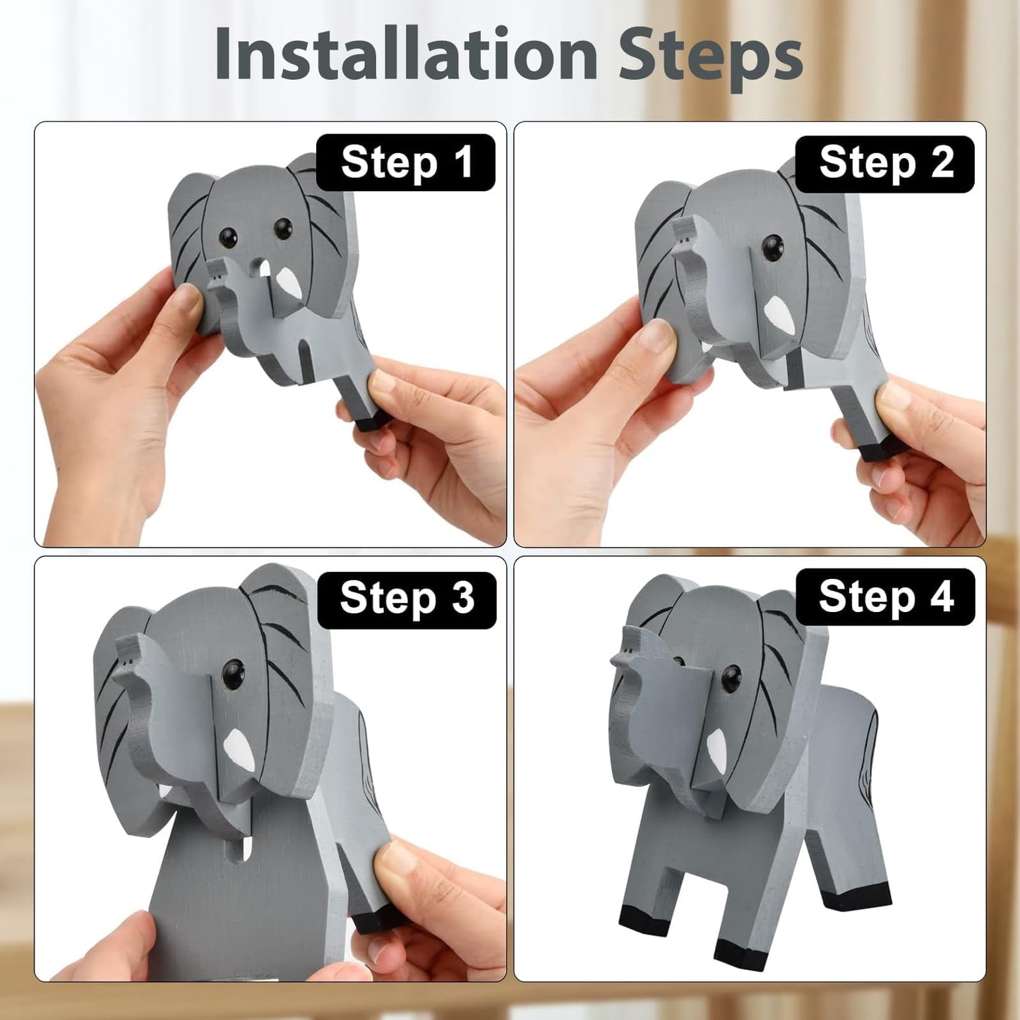 BRIOTA Elephant Shaped Glasses Holder, Animals Glasses Stand, 3D Puzzle Eye Glasses Holder Stand, Wooden Spectacle Holder