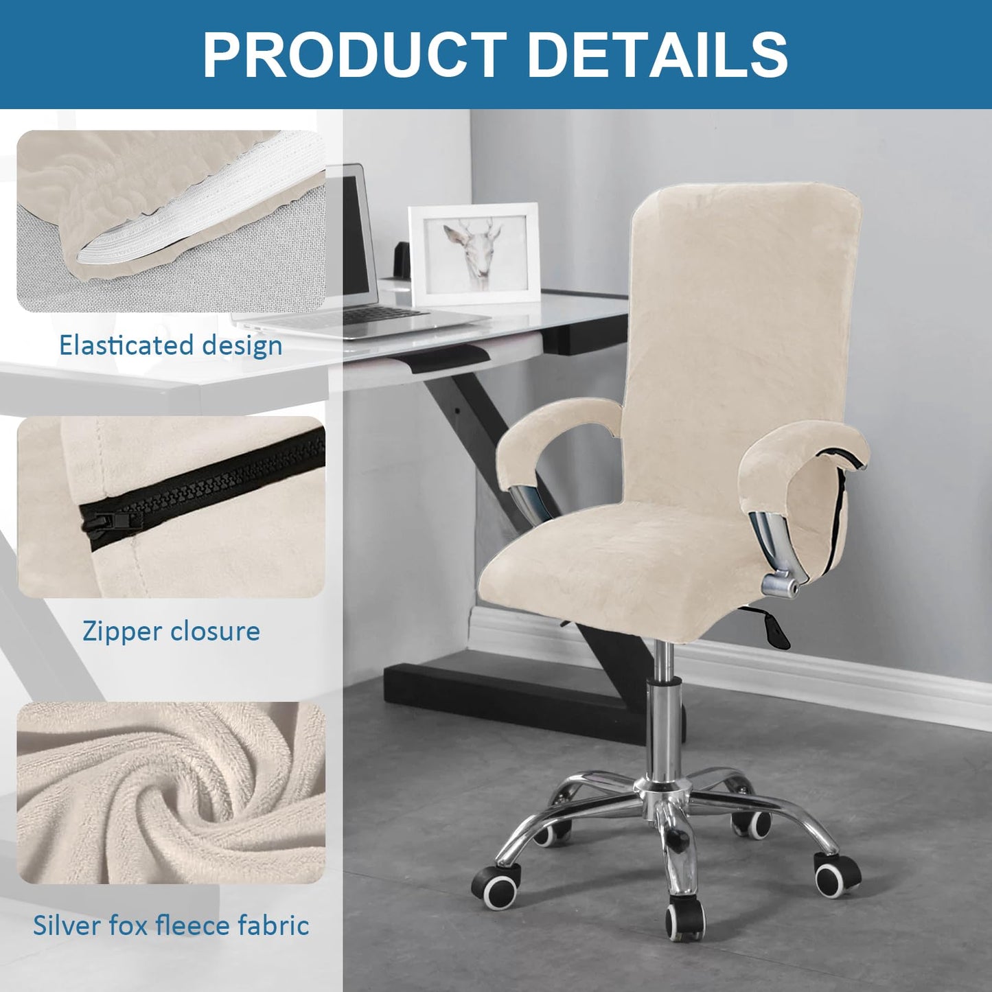 YushengTai Velvet Office Chair Cover, with Armrest, Office Chair Cover, High Backrest, Gaming Chair Cover, Chair Covers with Armrests, Removable