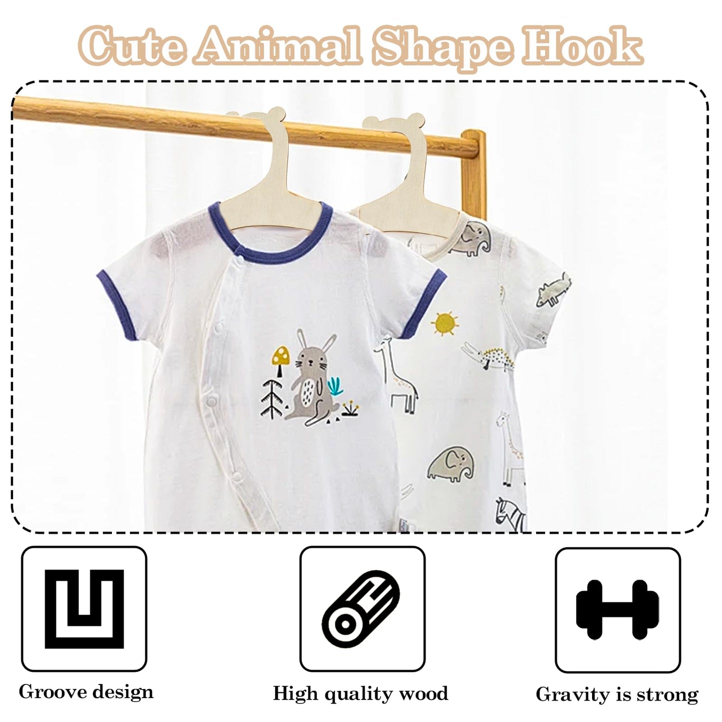 LIQWEI 15 Pcs Wooden Baby Clothes Hangers, 9 Inch Baby Pant Hanger Ganchos Para Ropa De Bebe, Newborn Child Hangers for Nursery Kids Coats