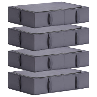TYEERS Under Bed Storage Box with Lid, Durable Fabric, Washable, Collapsible, Under Bed Storage for Clothes, Blankets, Sheets, Shoes, 70x42x18 cm,