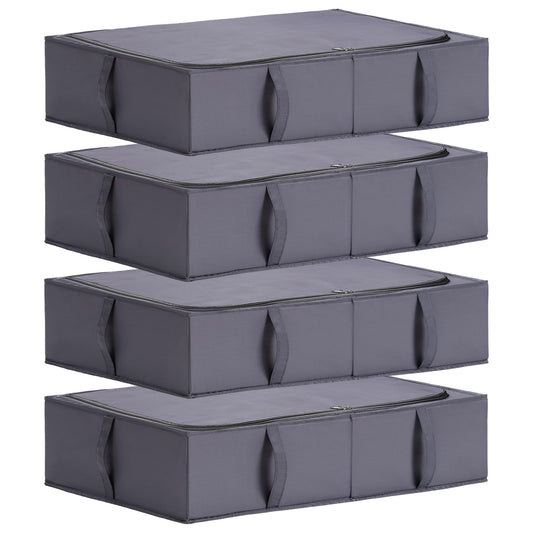 TYEERS Under Bed Storage Box with Lid, Durable Fabric, Washable, Collapsible, Under Bed Storage for Clothes, Blankets, Sheets, Shoes, 70x42x18 cm,