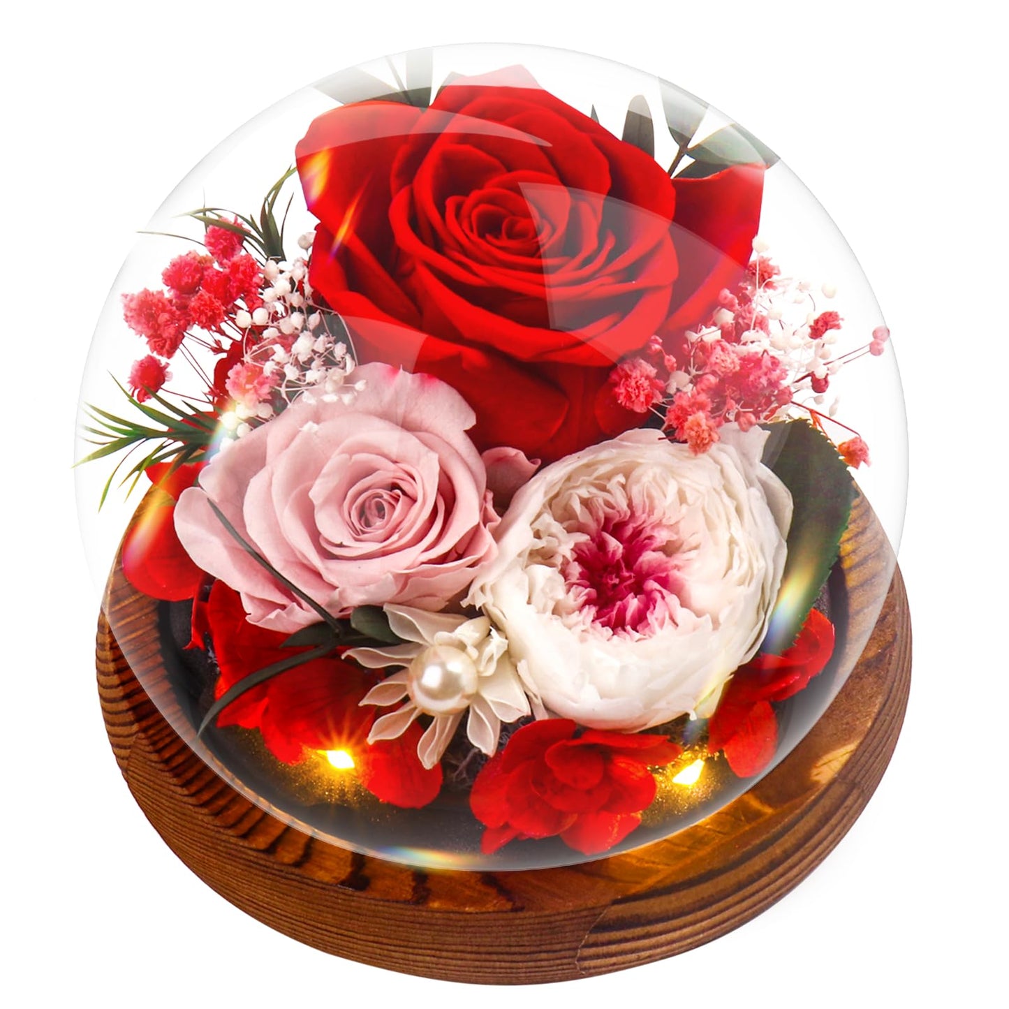 Gifts for Mother, Preserved Eternal Rose in Glass Dome, Real Flowers Gifts for Women, Forever Love Gifts for Mum Wife Girlfriend, Birthday for Her,