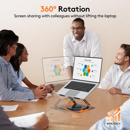 TECKNET Adjustable Laptop Stand for Desk 360° Rotating Ergonomic Black