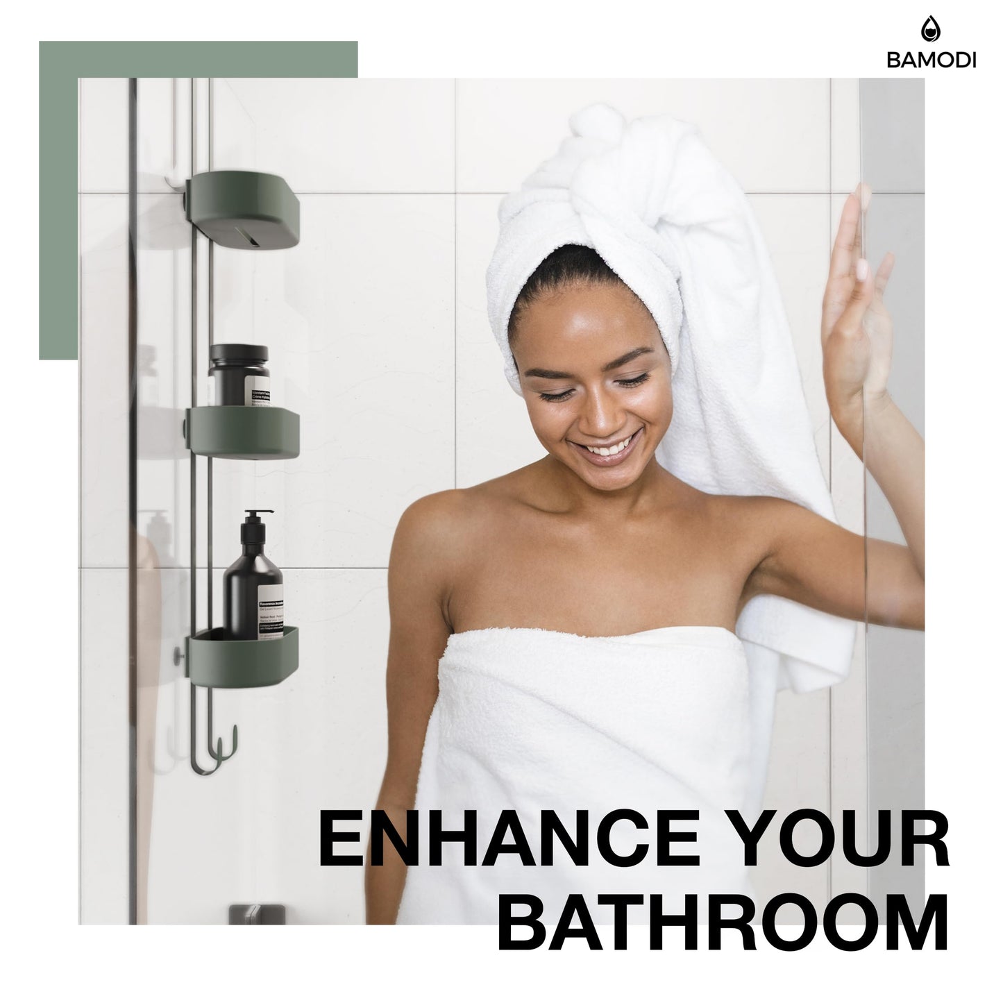 Bamodi Shower Caddy, 3 Tier Plastic Organizer, Height Adjustable Baskets, Scratch Free, Easy to Hang, No Rust, Plenty of Storage Space for Shower