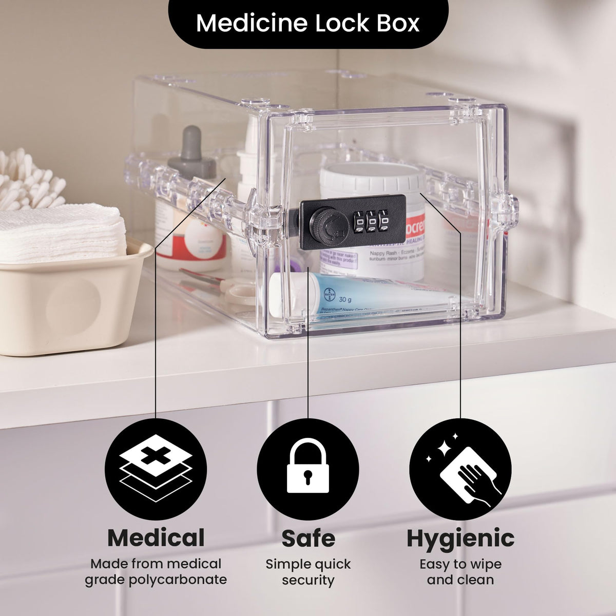 Lockabox Mini™ | Small Lockable Box with Combination Lock 3L | Compact Storage Lock Box for Small Medicines, Snacks & Mobile Phones