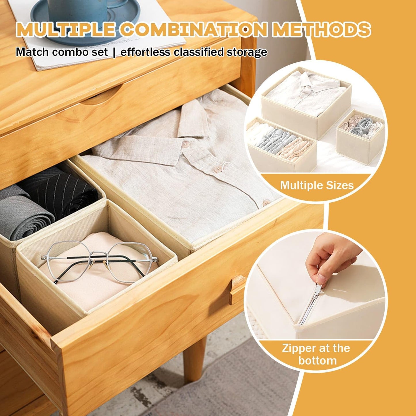 WEELOO Drawer Organisers Drawer Dividers, 6pcs Wardrobe Storage Organiser