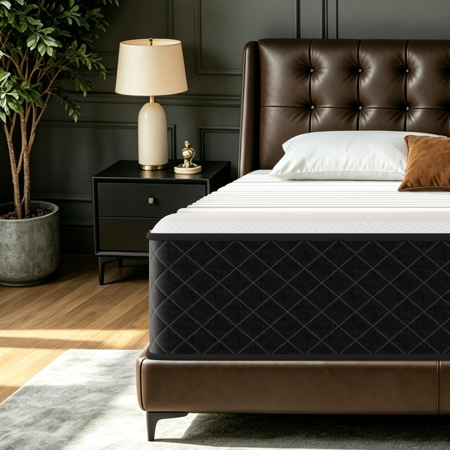 MOLPHIT Extra Firm Double Mattresses 10 Inch, 7-Zone Hybrid Mattress with Memory Foam and Individually Pocket Spring