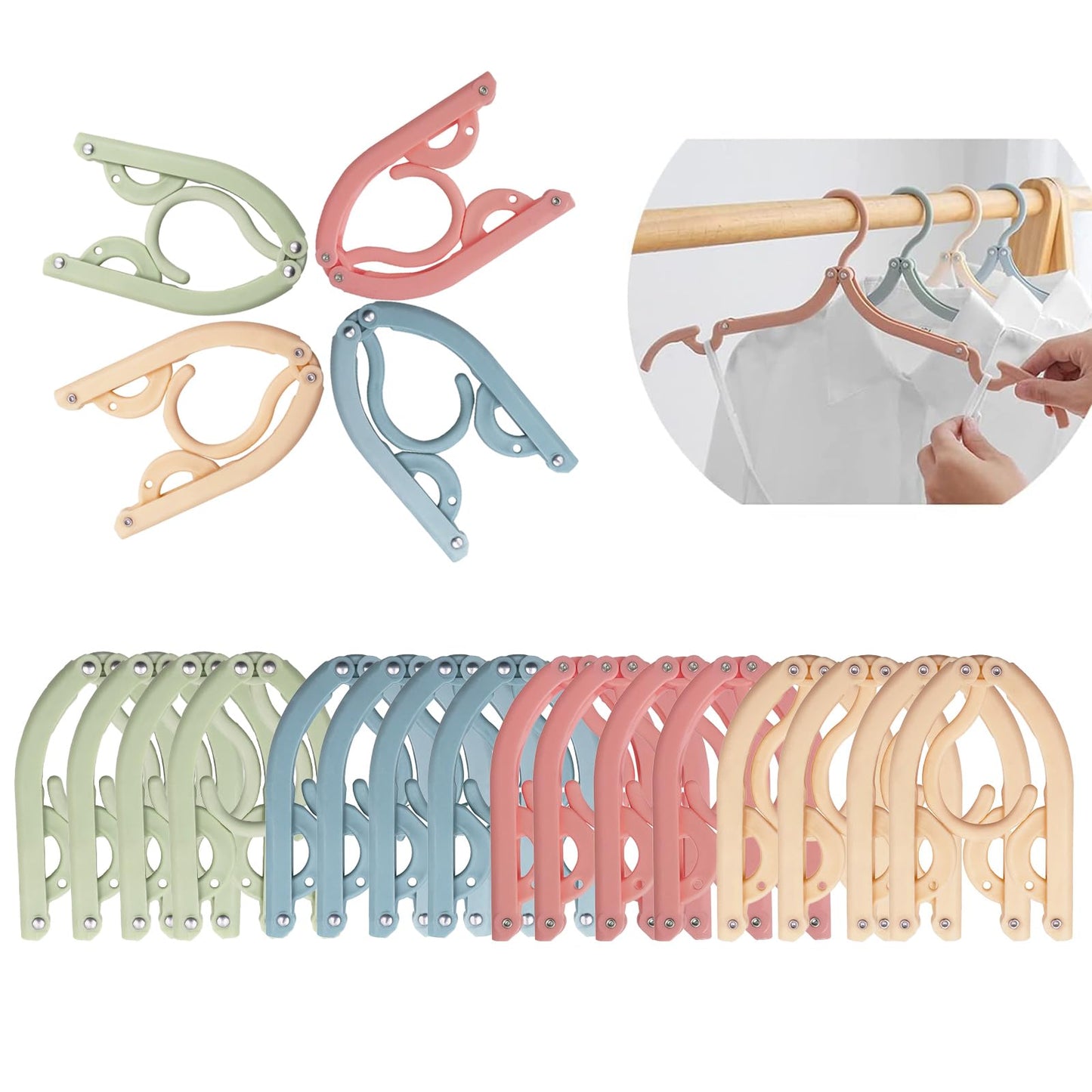 Uwiyo Travel Hangers, 20 Pcs Folding Clothes Hangers Portable Plastic Clothes Coats Hangers for Home Travel Holiday Camping Outdoor Camping
