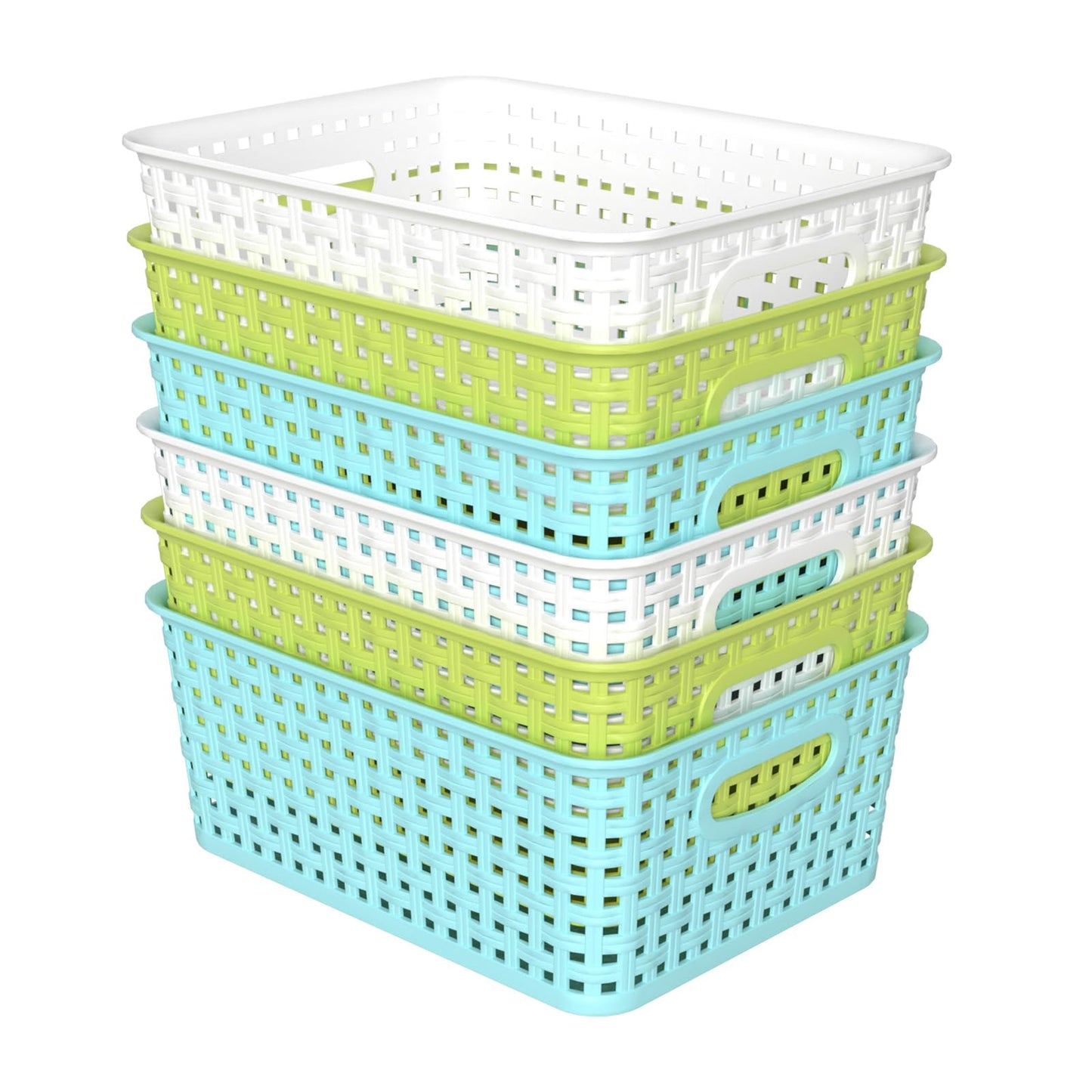 Xyskin 6-Pack Plastic Small Storage Basket Set, Colorful