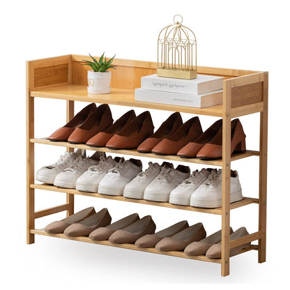SOBIBO 4 Tier Bamboo Shoe Rack for Entryway, Front Door for Entryway,Closet and Bedroom Shoe Storage, Shoe Shelf 80CM?Nature?