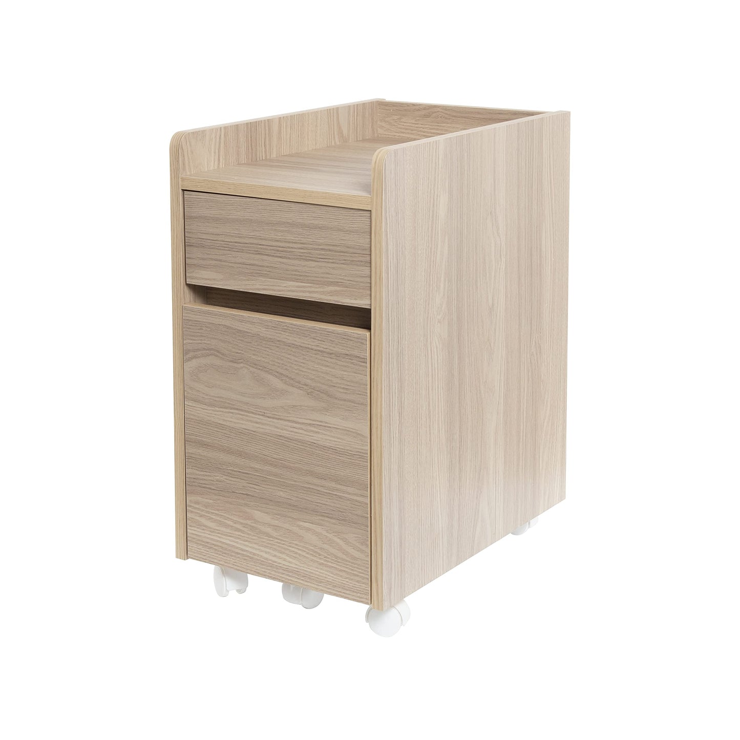 Iris Ohyama, Cabinet with Locking Wheels/Drawer Rolling Wood File/Desk with shelves and wheels/Desk Cabinet, Design & Modern, Office, Studyroom