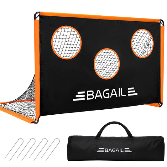 BAGAIL Soccer Goal with Target, 2-In-1 Designed, Football Goal, Portable Carry Bag, Easy to Set up, Ideal for Garden Shooting Training and