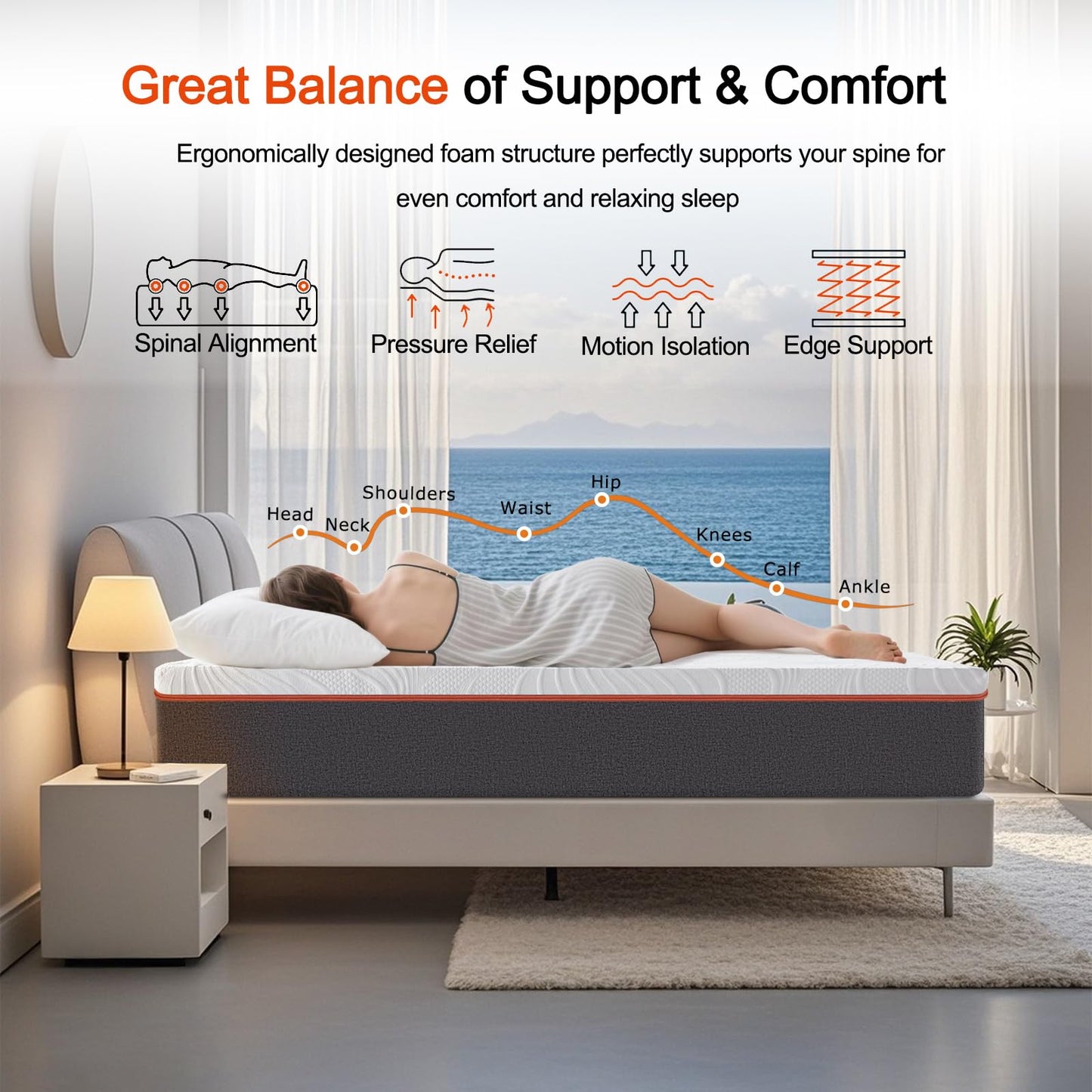 Laccard Single Mattress, 20cm Gel Memory Foam Mattress, Cooling Single Bed Mattresses for Pressure Relief, Medium Mattress with Removable Cover
