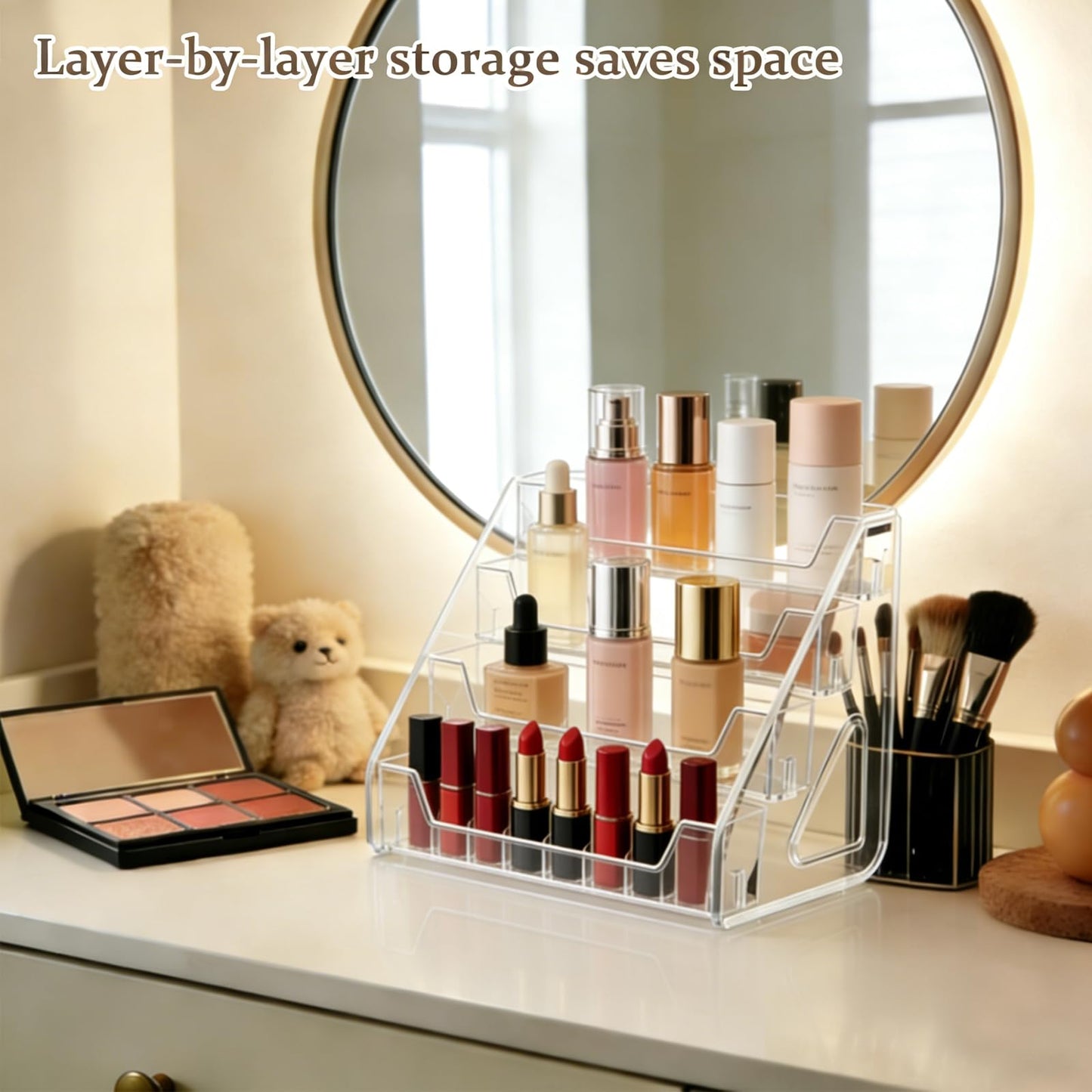 ZYNERY 4-Tier Acrylic Card Display Stand, Clear Card Stands for Display, Versatile Display Shelves For Greeting Card Organiser, Trading Card