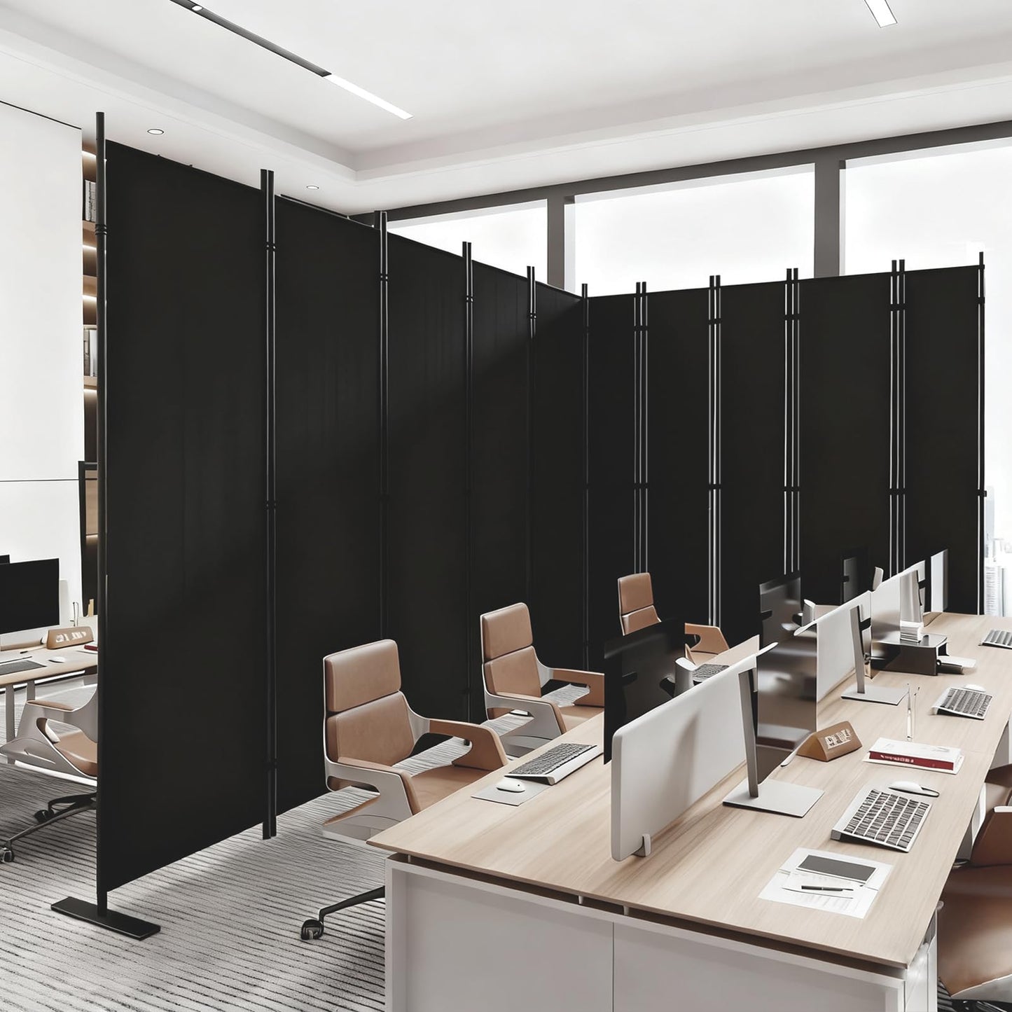 C-Hopetree 10 Panels 6 Ft Room Divider and Folding Privacy Screen, Indoor Fabric Portable Partition and Separation Wall for Home