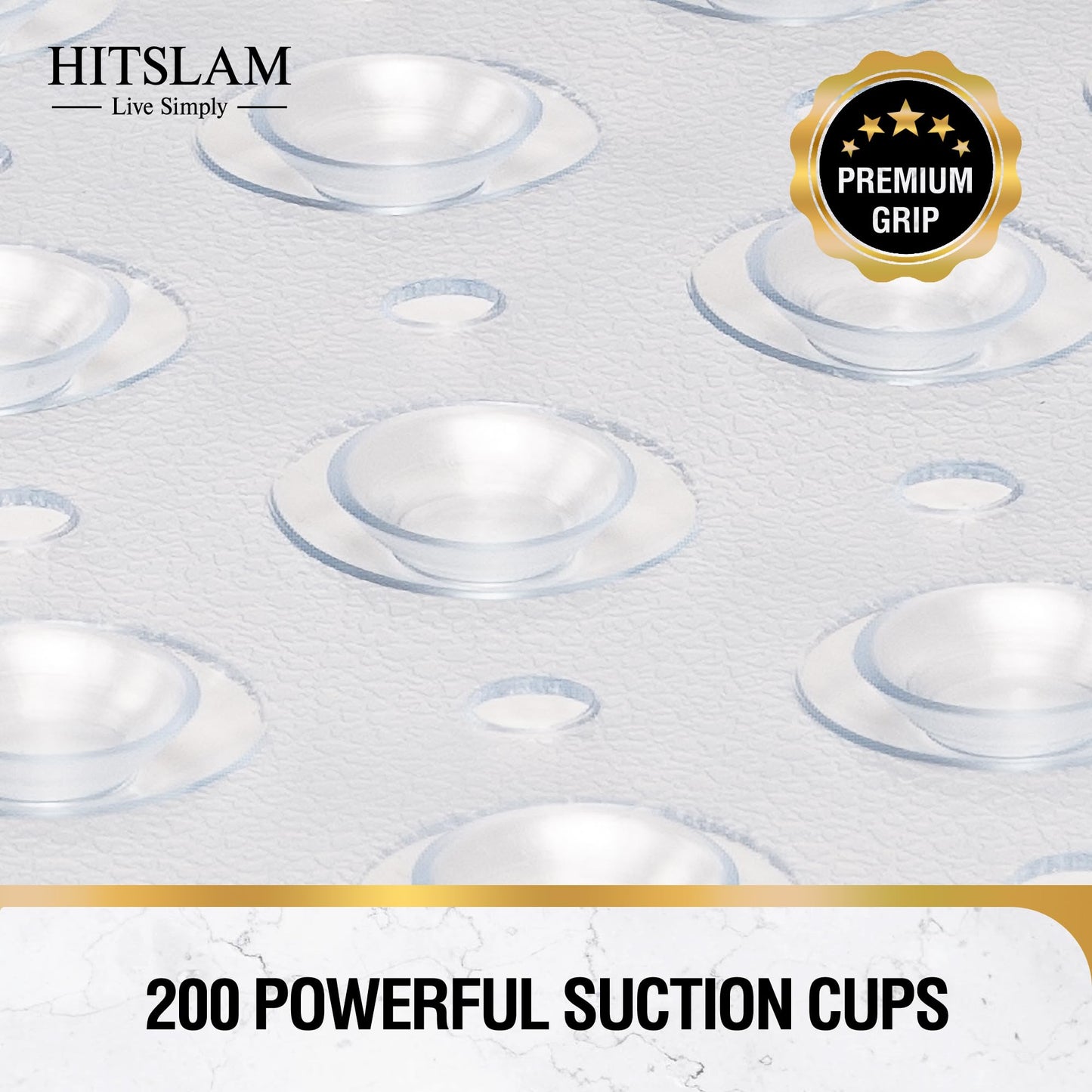 HITSLAM Non Slip Bath Mat for Tub, 101 x 40cm Extra Long Shower Mat Anti Mould, Machine Washable Bathroom Bathtub Mat with Suction Cups and Drain