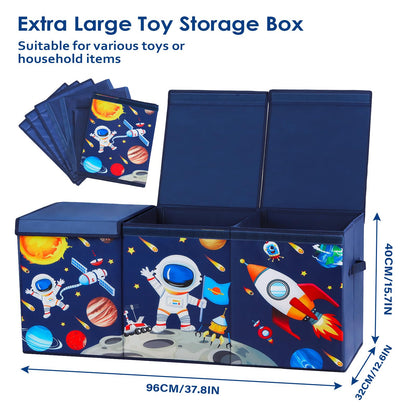 Decalsweet Astronaut Extra Large Kids Toy Storage Box with Lid,Foldable Oxford Toy Storage Organizer Box for Boys-963240cm-Lightweight Toy Chest