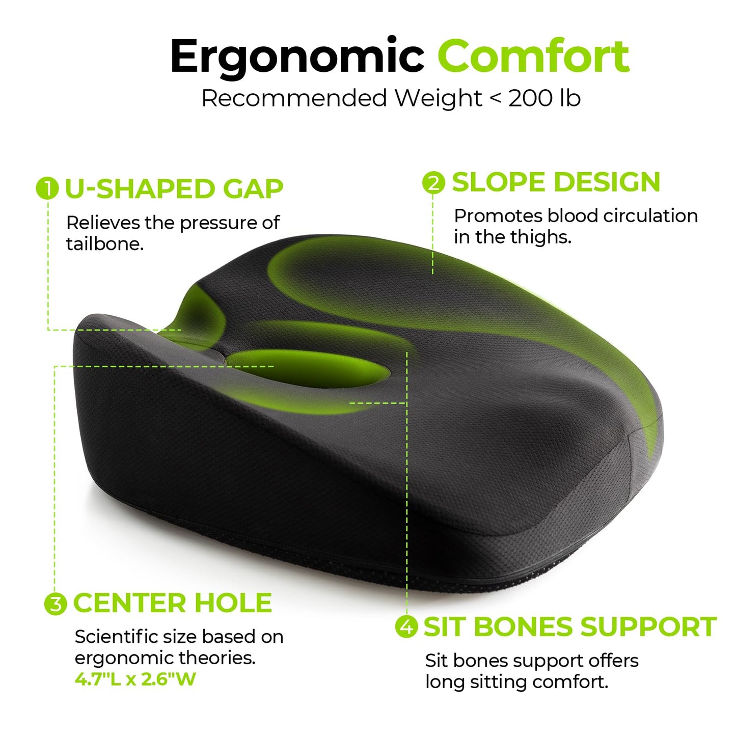 AUVON Donut Pillow Seat Cushion with Scientific Centre Hole for Hemorrhoids