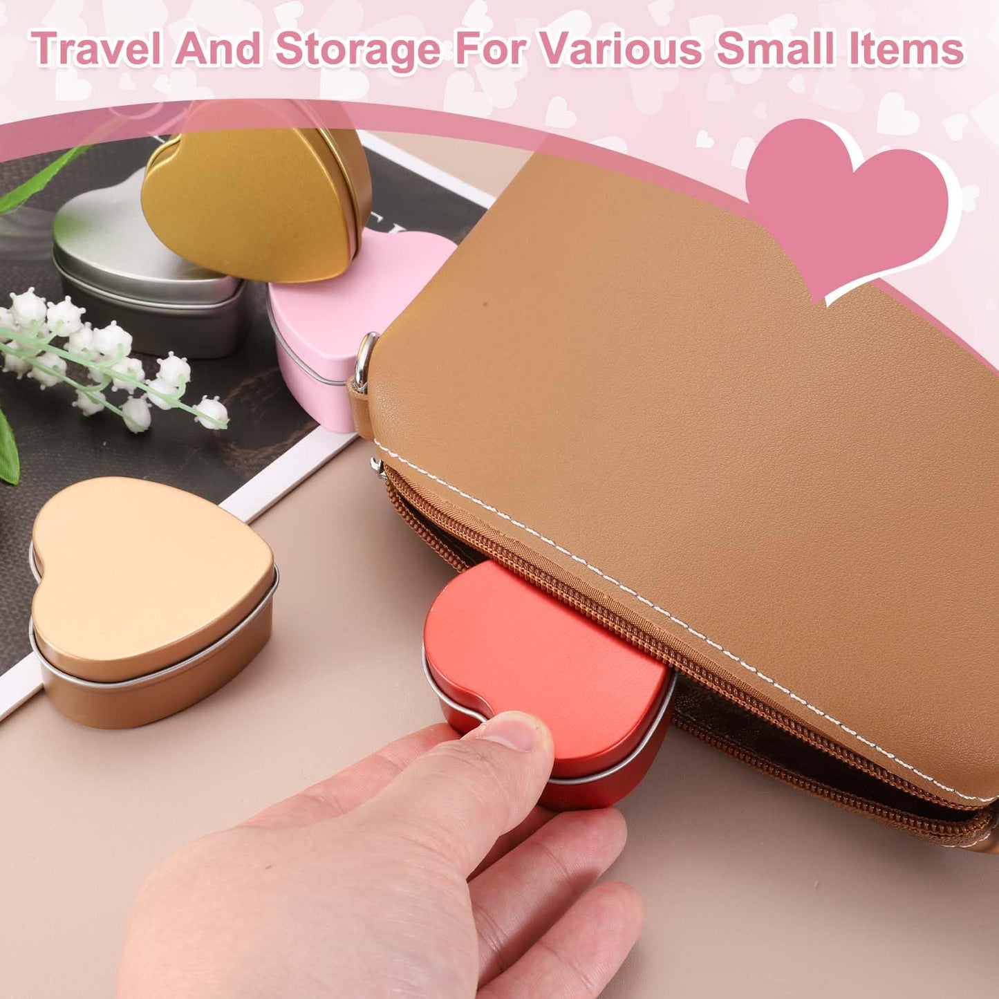 sourcing map 4Pack Metal Tin Box, 2.4x2.3x1.1 Heart Empty Tinplate Containers with Lids