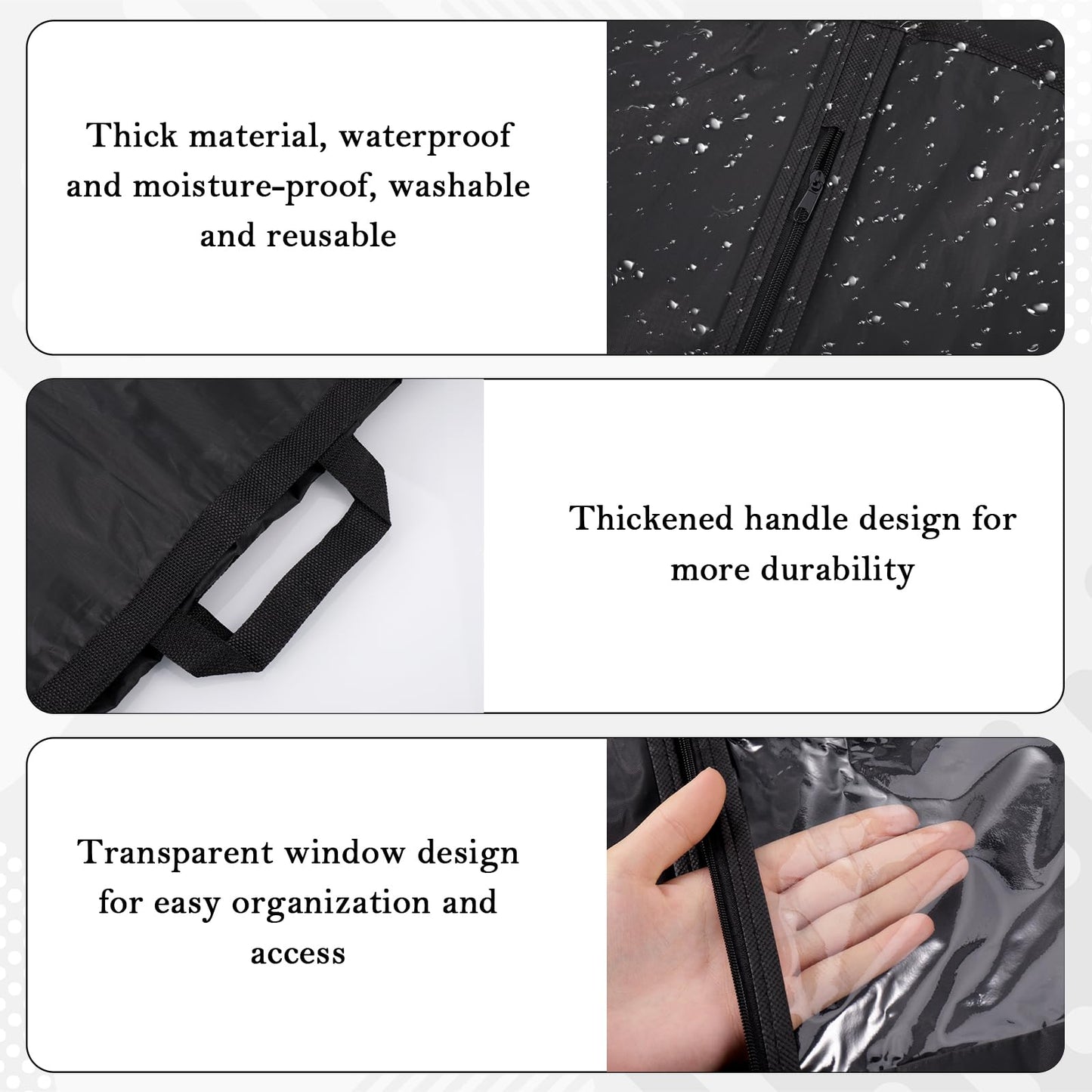 Hejo 2 Pcs Wedding Dress Bag, 180×60 cm Garment Bags, Dust-proof Clothes Covers Protector Bags, Long Dress Bags Covers with Handle