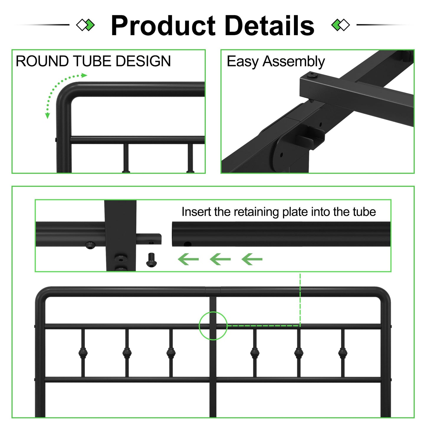 EMODA Small Double Bed Frame with Victorian Headboard and Footboard
