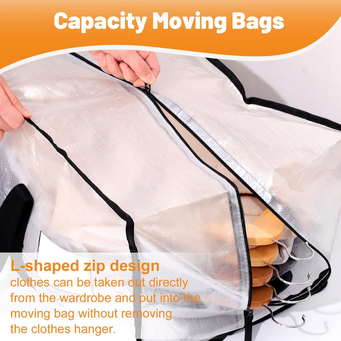 Dntorx 6 Pack 90L Moving Bags, Clear Waterproof Storage Totes