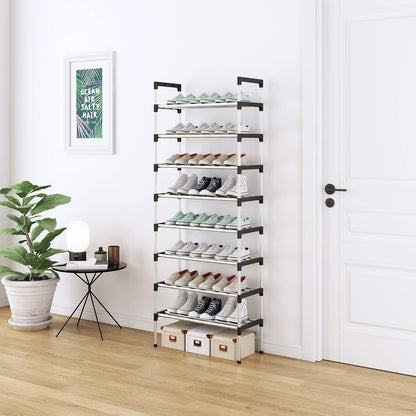 AcornFort® S-5 8 Tiers 24 Pairs Small Shoe Storage Rack Organiser Shelf Hold Stand Silver
