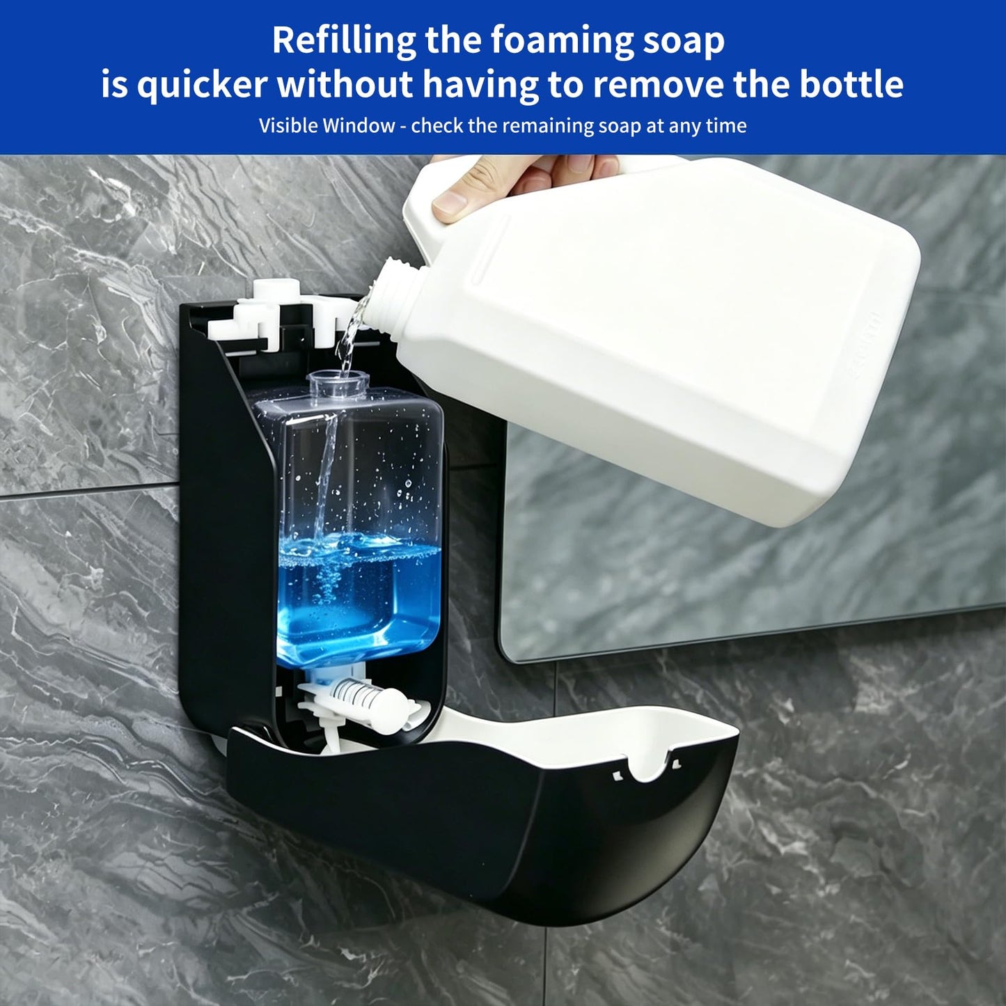 CHUANGDIAN Hand Soap Dispenser Wall Mounted 1000ml, Black