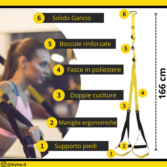TRYNO TRX Fitness | Multifunctional Gym Tool | TRX Suspension Training | New TRX Suspension Training 2021 + Comfortable and Lightweight + Backpack