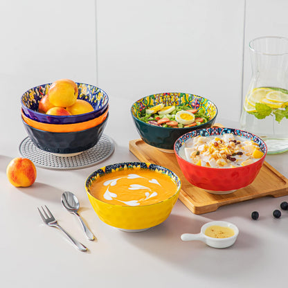 vancasso SIMI Cereal Bowls Set of 6, 26 oz Ceramic Soup Bowls, Dishwasher & Microwave Safe, Serving Bowls for Cereal, Soup, Oatmeal, Ice Cream, Salad,