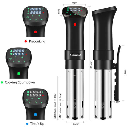 KEAWEO Sous Vide, Sous Vide Machine Thermal Immersion Circulator Water Baths, Low Temperature Slow Cooking, Accurate Temperature Timer Control, Fast