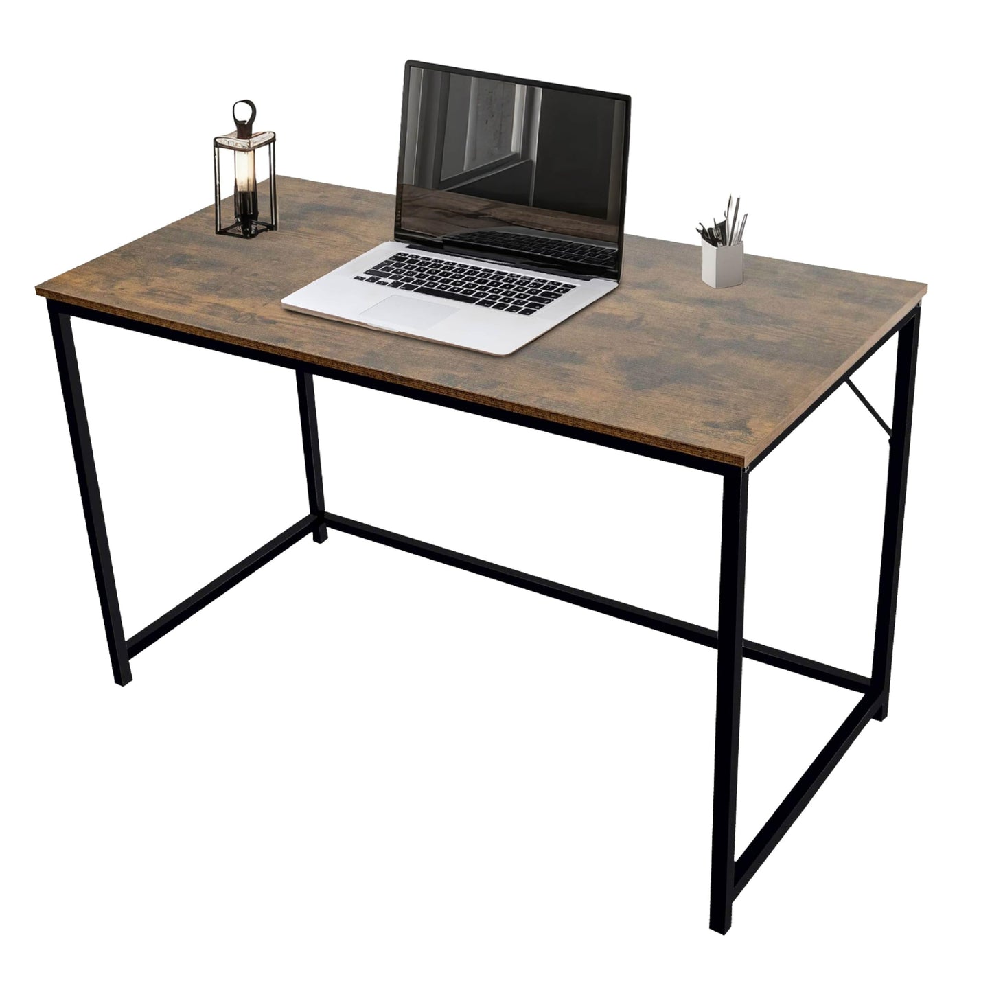 Direct Online Houseware House of Home Computer Desk 120cm Rustic Brown Black Metal Frame Study