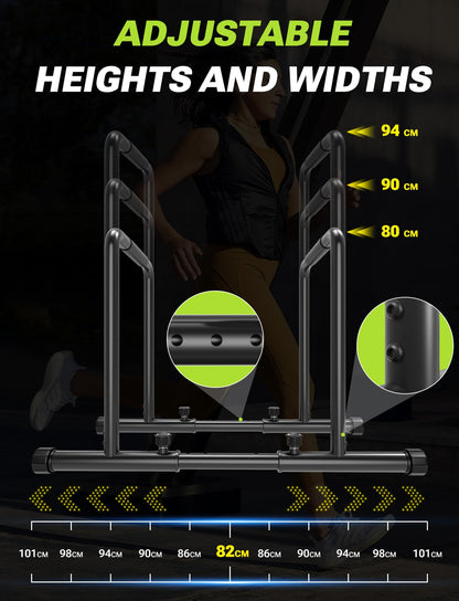 YOLEO Adjustable Dip Bars- 500KG/1100lbs Dip Stand Parallettes Bar Gymnastics Bar Dip Station with Safety Connector, Pull Up Station Portable Gym Bar